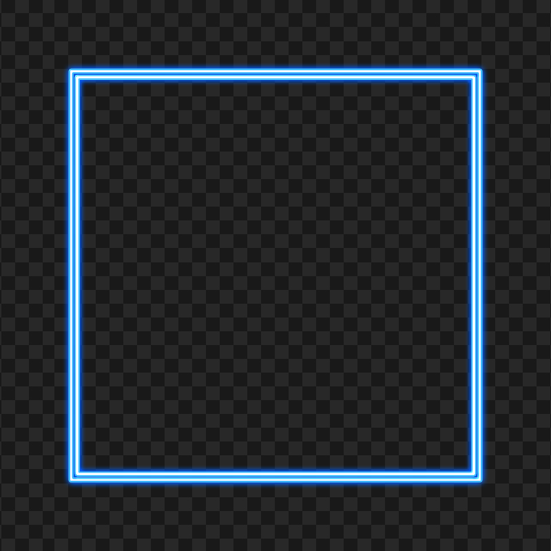 HD Blue Square Neon Border Frame PNG