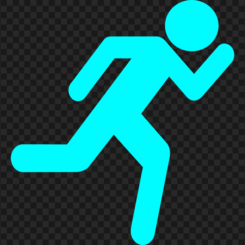 HD Blue Turquoise Stickman Silhouette Running PNG