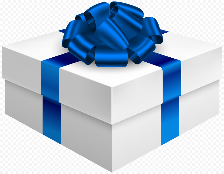 HD Blue & White Decorated Gift Box Blue Bow PNG