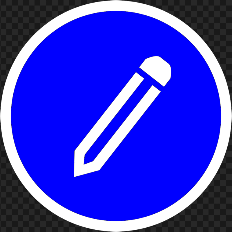 HD Blue & White Round Pencil Icon PNG