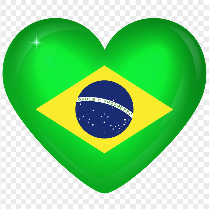 HD Brazil Flag On Heart Shape Transparent PNG