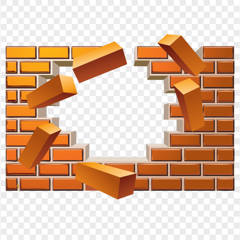 HD Broken Wall Bricks Illustration PNG