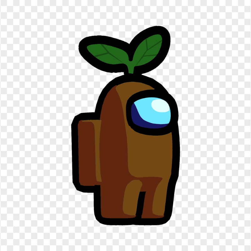 HD Brown Among Us Character Leaf Hat PNG