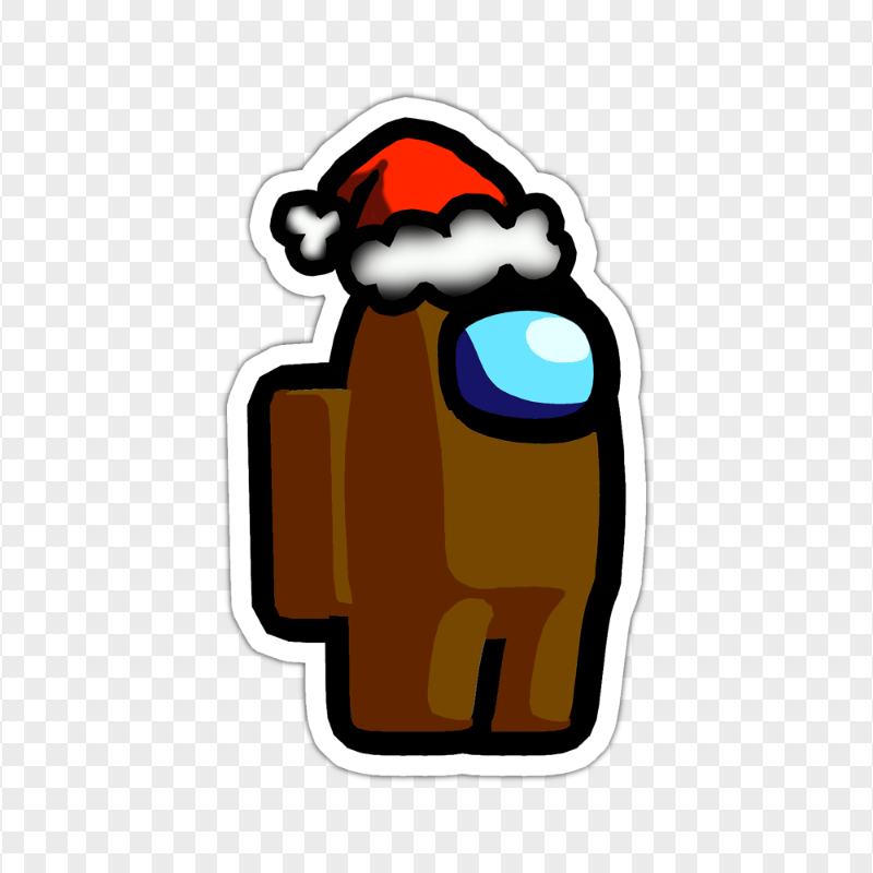 HD Brown Among Us Character Santa Hat Stickers PNG