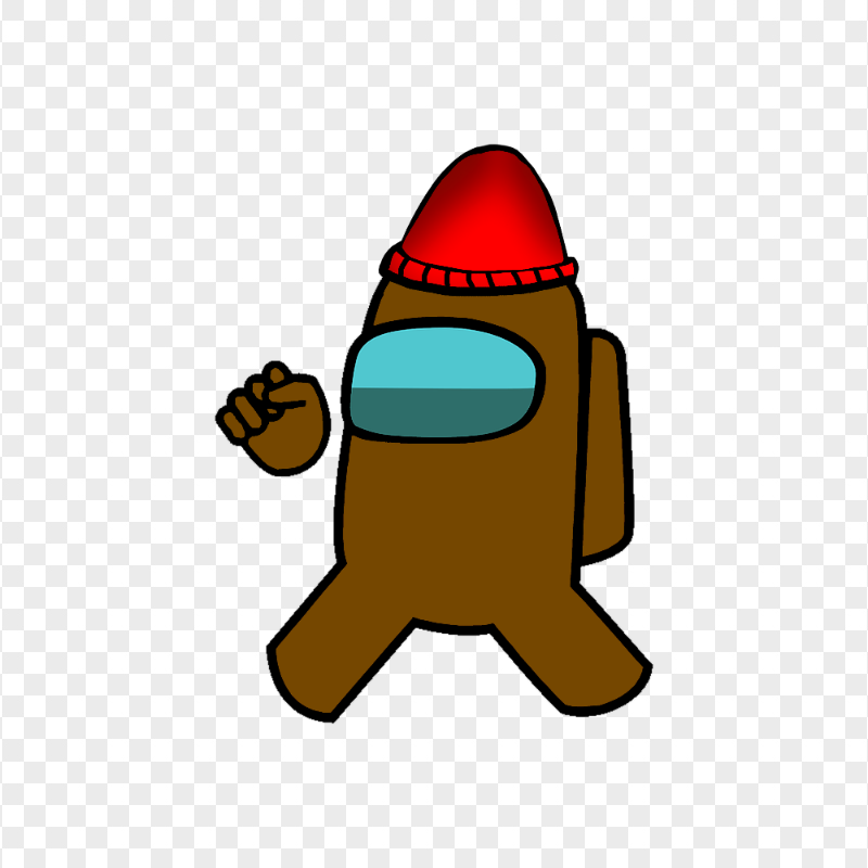 HD Brown Among Us Character Wear Red Beanie Hat PNG