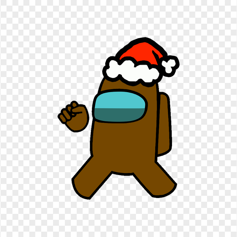 HD Brown Among Us Character Wear Santa Hat PNG