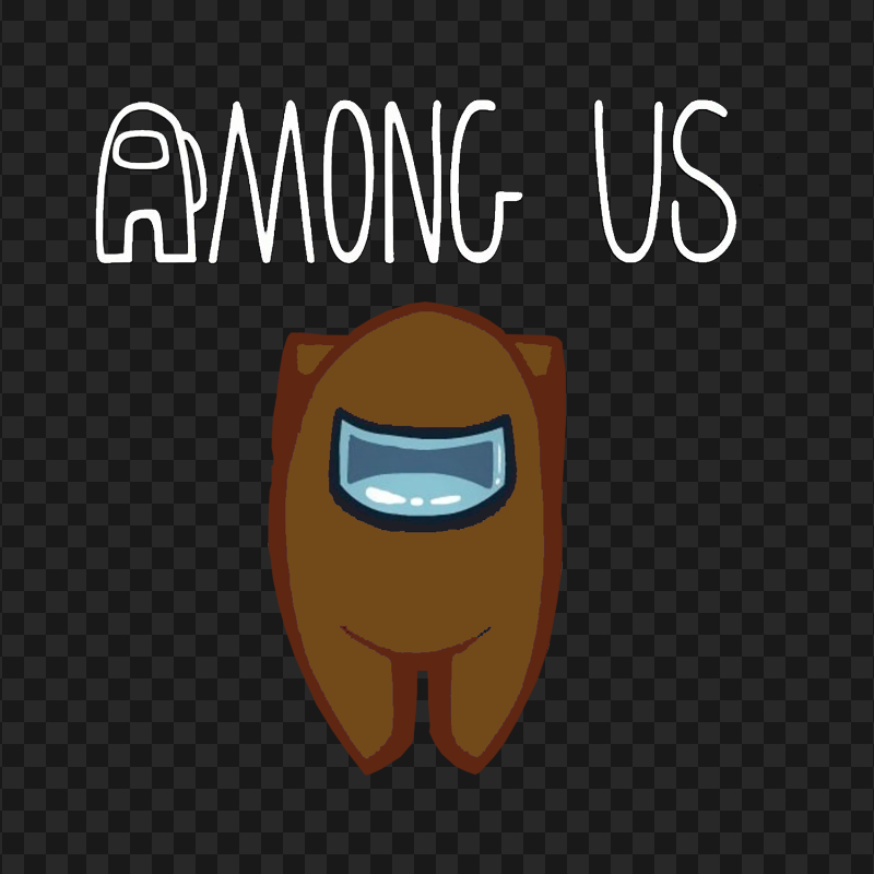 HD Brown Among Us Character With Logo PNG