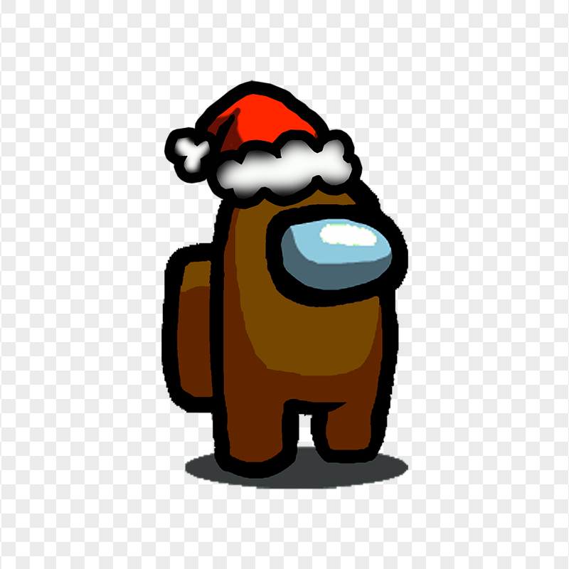 HD Brown Among Us Character With Santa Hat PNG