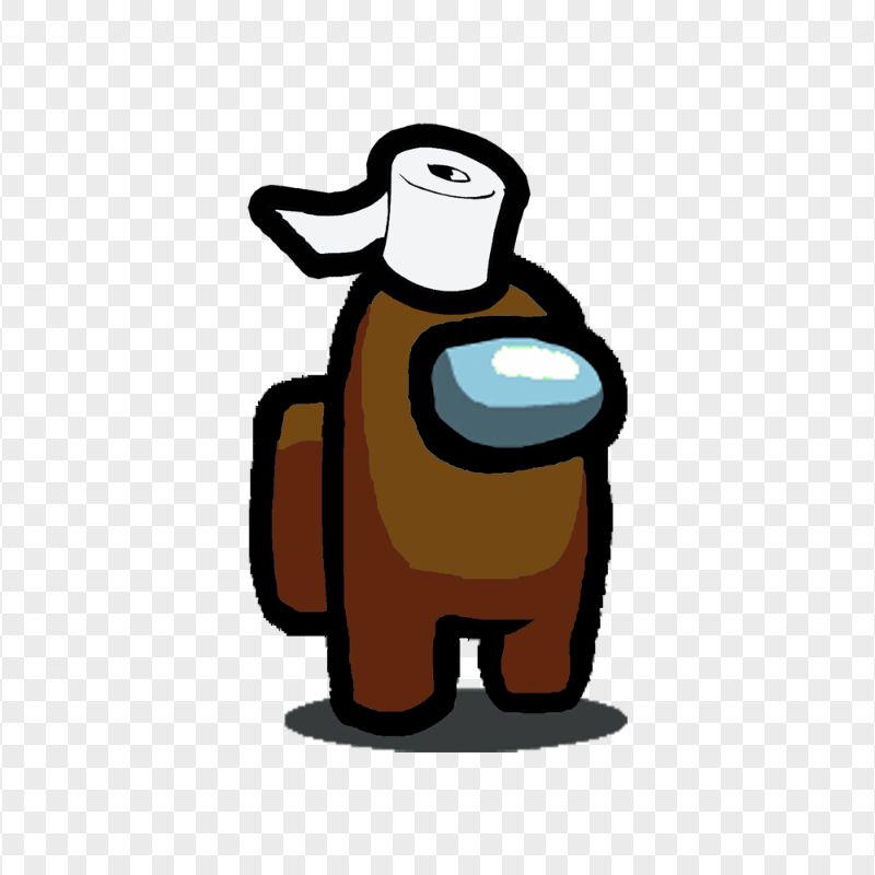 HD Brown Among Us Character With Toilet Paper Hat On Head PNG