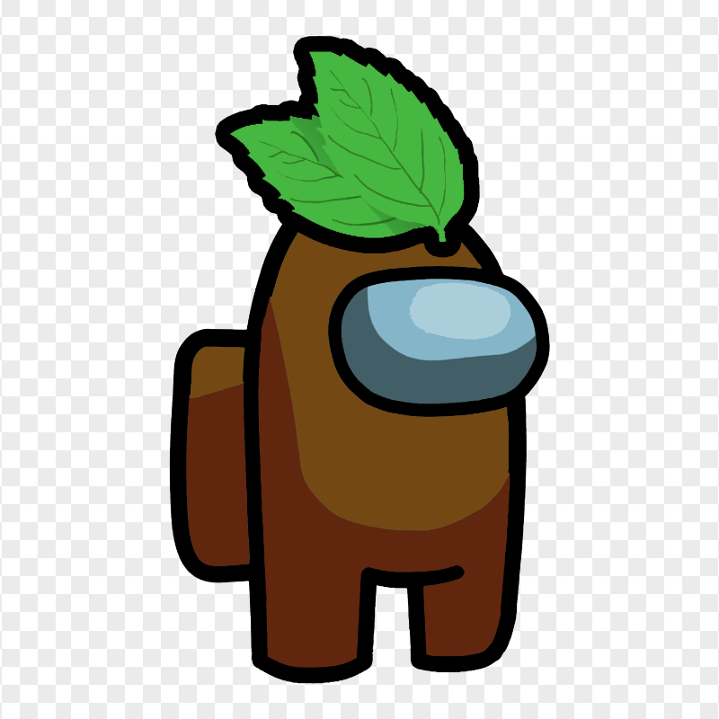 HD Brown Among Us Crewmate Character With Leaf Hat PNG
