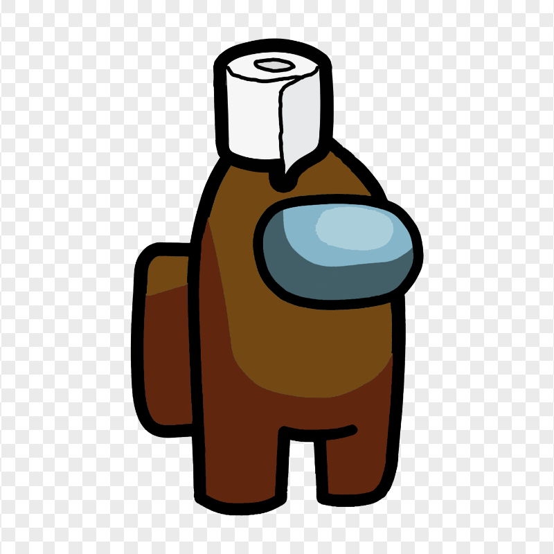 HD Brown Among Us Crewmate Character With Toilet Paper Hat PNG