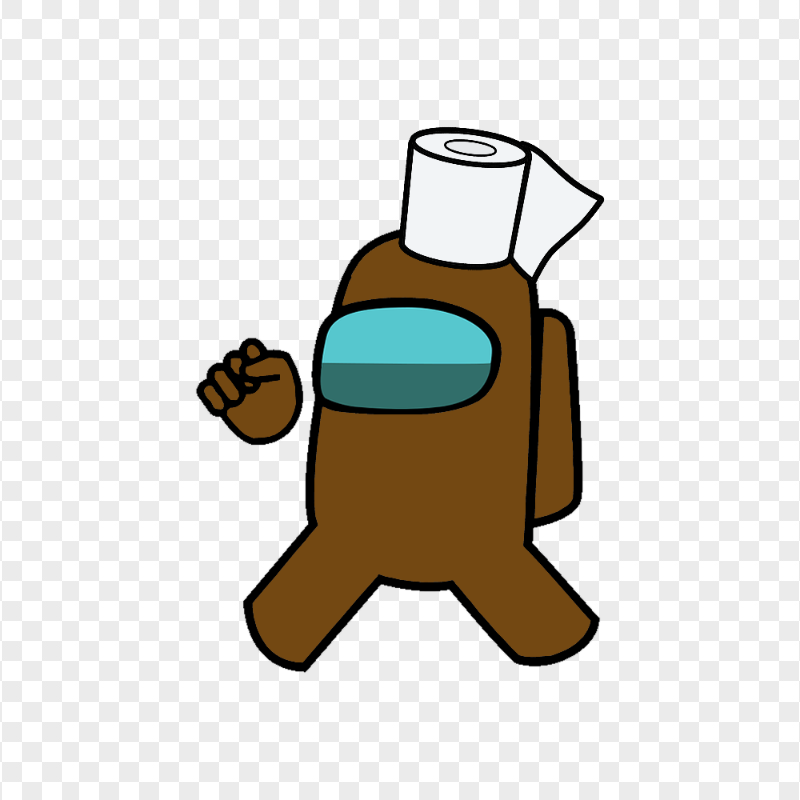 HD Brown Among Us Crewmate Character With Toilet Paper On Head PNG