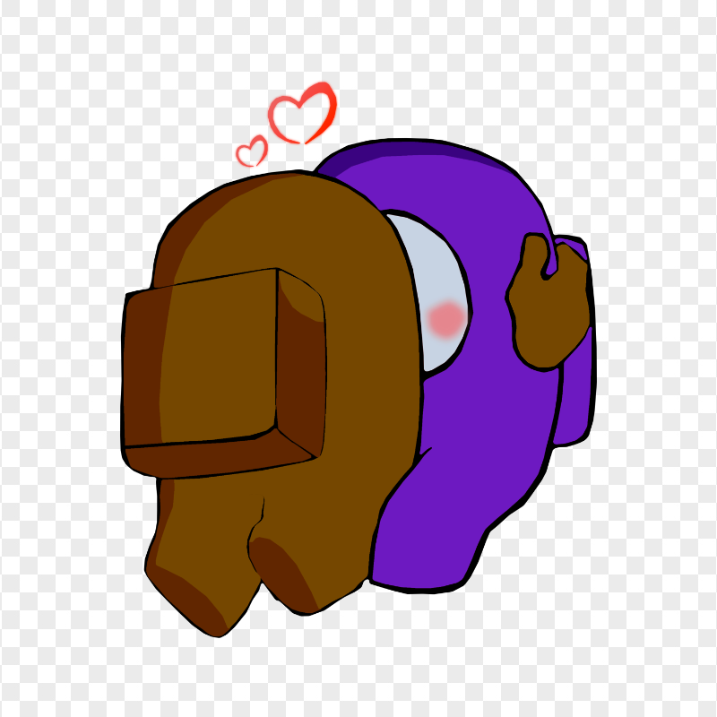 HD Brown Kiss Purple Among Us Characters In Love PNG