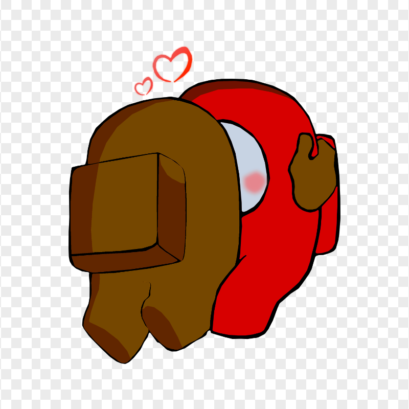 HD Brown Kiss Red Among Us Characters In Love PNG