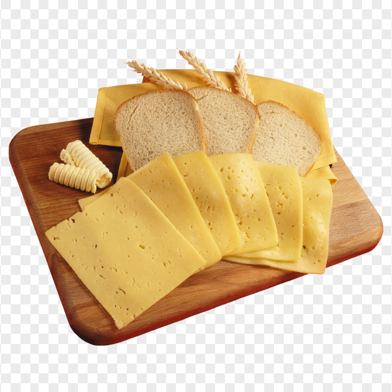 HD Butter With Cheese Slices On A Wooden Board PNG