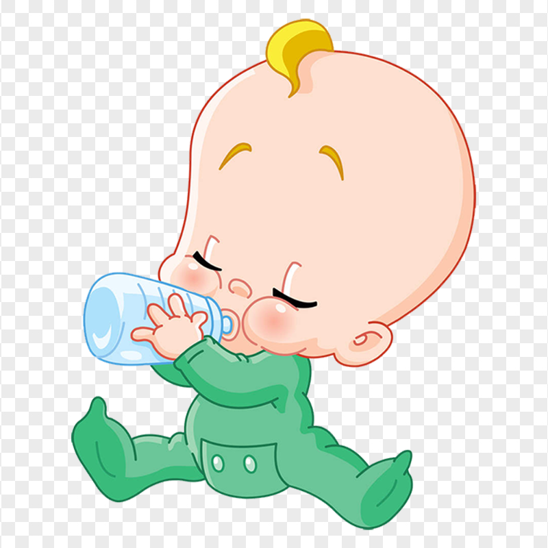 HD Cartoon Baby Boy Drinking Milk Bottle PNG