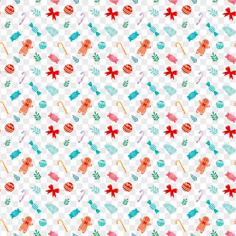 HD Cartoon Candies Gingerbread Seamless Pattern PNG