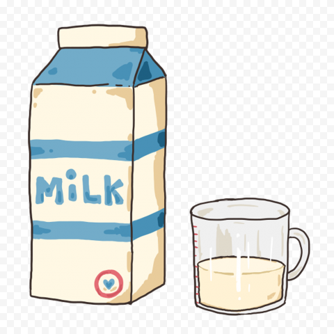 Hd Cartoon Clipart Milk Box With Glass Png Citypng