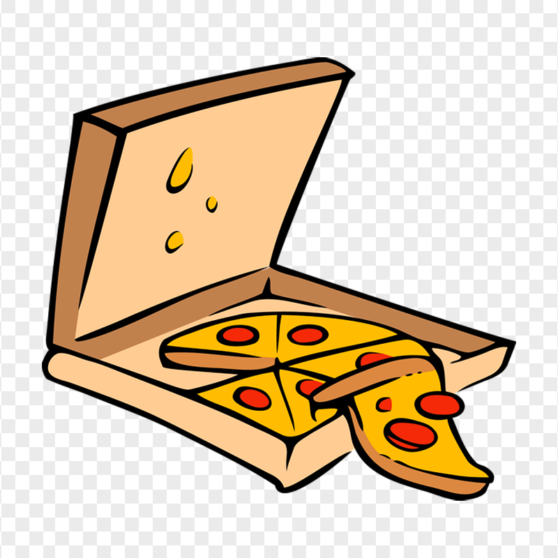 HD Cartoon Clipart Pizza Slices In Box PNG