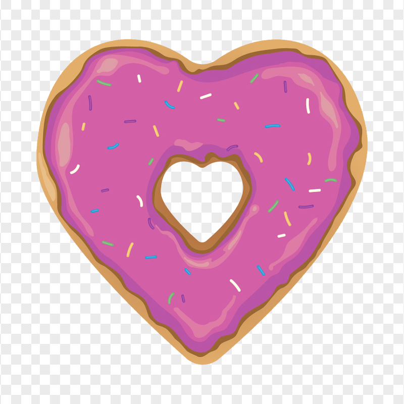 HD Cartoon Donut Heart Shaped PNG