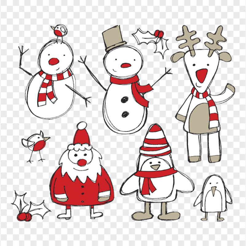 HD Cartoon Drawing Christmas Characters PNG | Citypng
