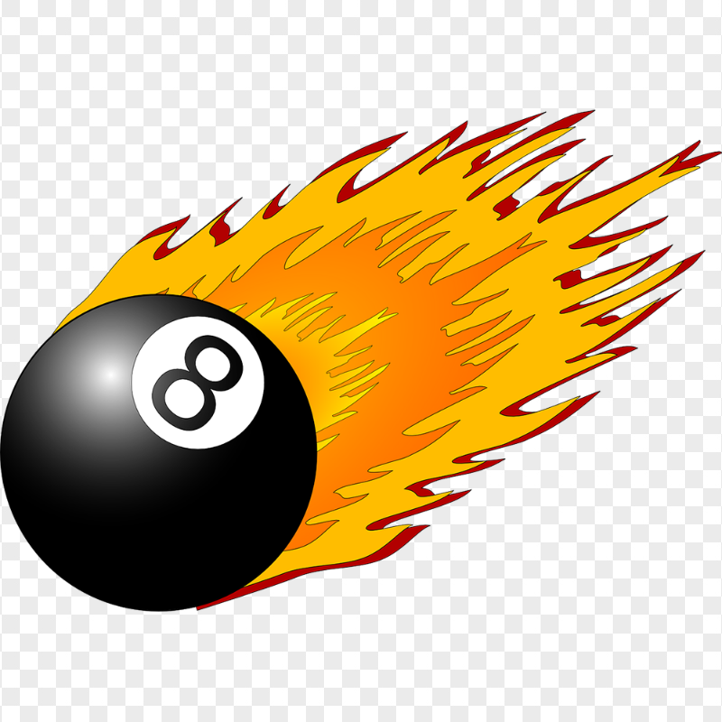 HD Cartoon Eight 8 Pool Ball Fire Flame PNG
