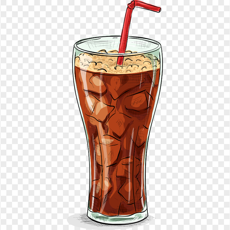 HD Cartoon Fizzy Drink Coca-Cola Glass With Ice PNG