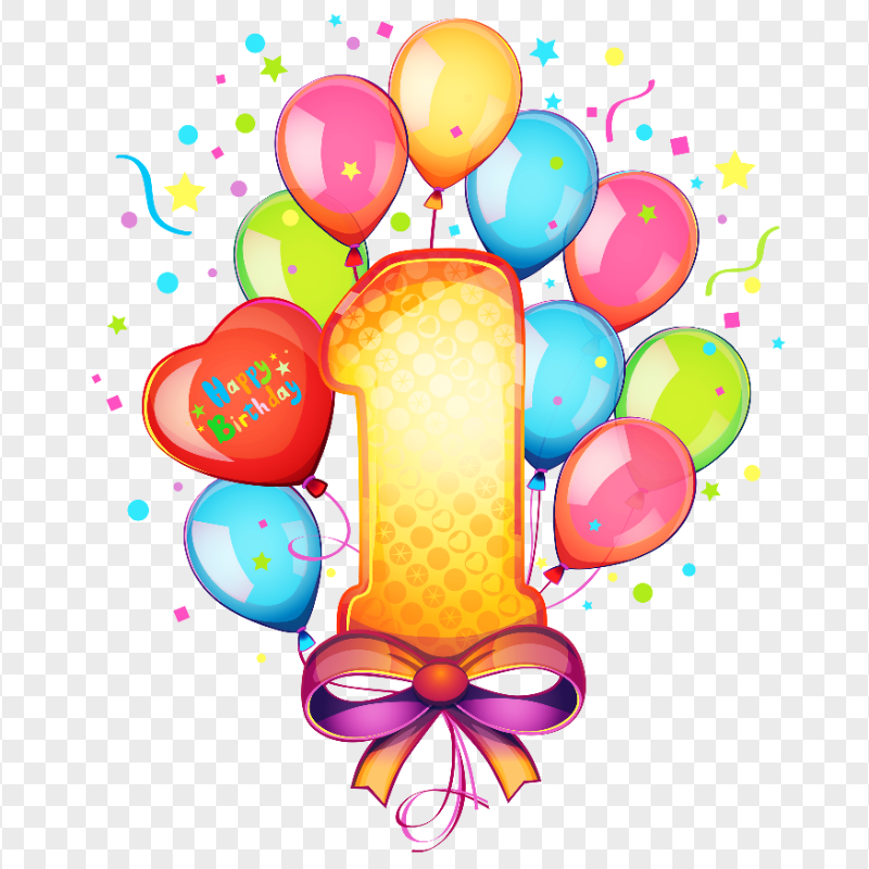 HD Cartoon Happy 1st Birthday Balloon Illustration Design PNG