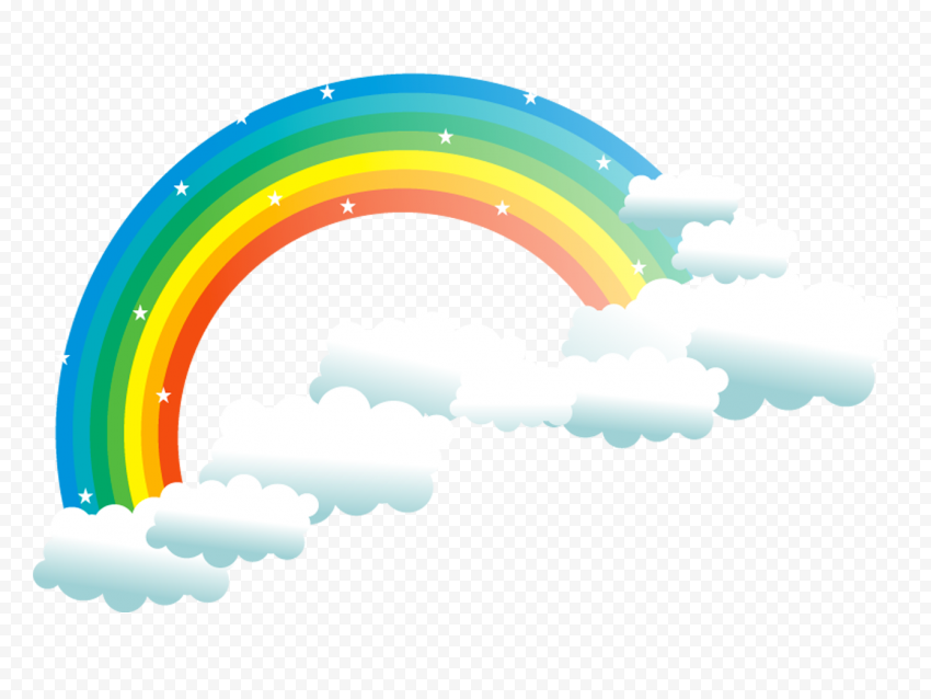 HD Cartoon Illustration Sky Rainbow Clouds PNG | Citypng