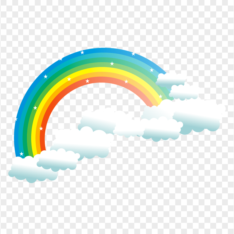 HD Cartoon Illustration Sky Rainbow Clouds PNG