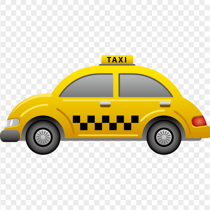 HD Cartoon Illustration Taxi Car Side View PNG