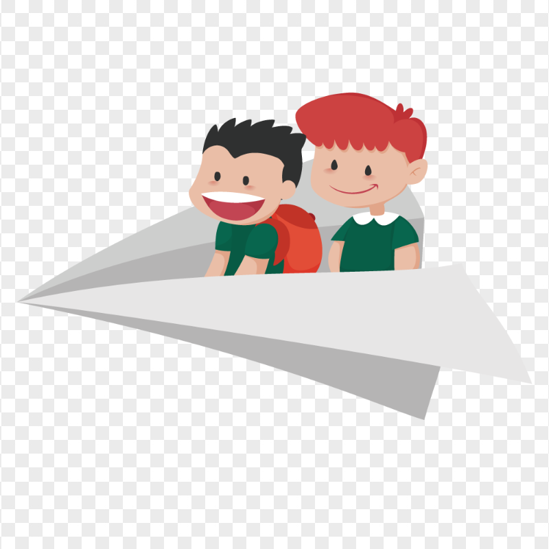 HD Cartoon Kids Ride Paper Plane Transparent PNG