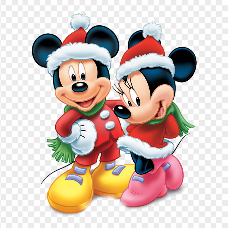 HD Cartoon Mickey & Minnie Mouse Santa Costume PNG