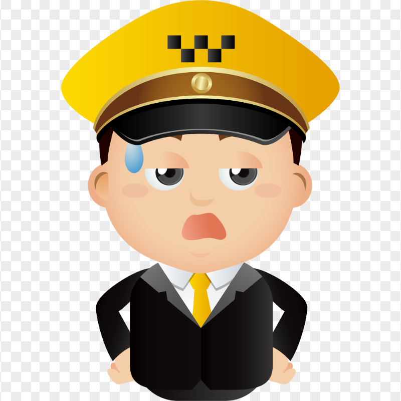 HD Cartoon Tired Taxi Cab Driver Character PNG