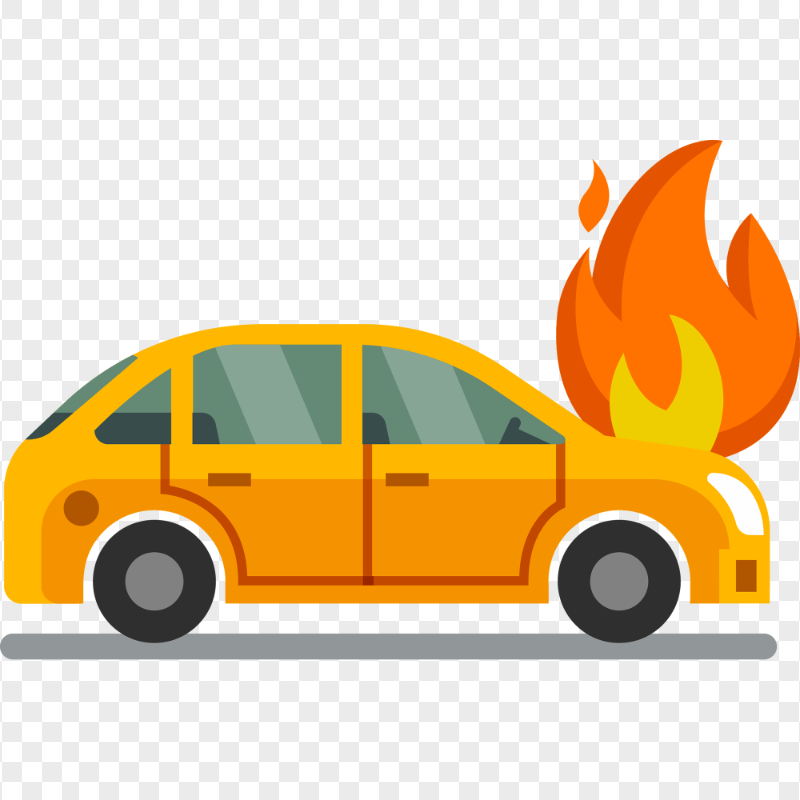 HD Cartoon Vector Car On Fire Icon Transparent PNG