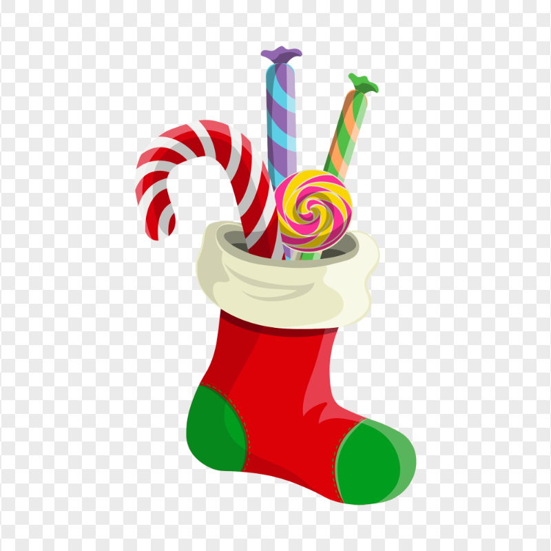HD Cartoon Vector Christmas Socks With Candies PNG