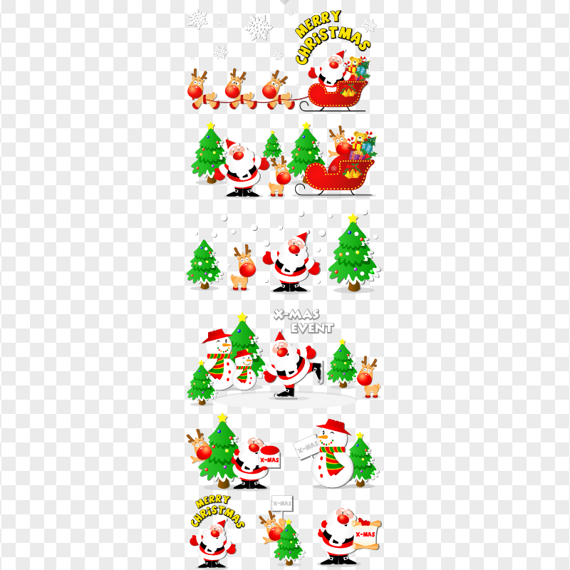 HD Cartoon Xmas Christmas Santa Collection PNG