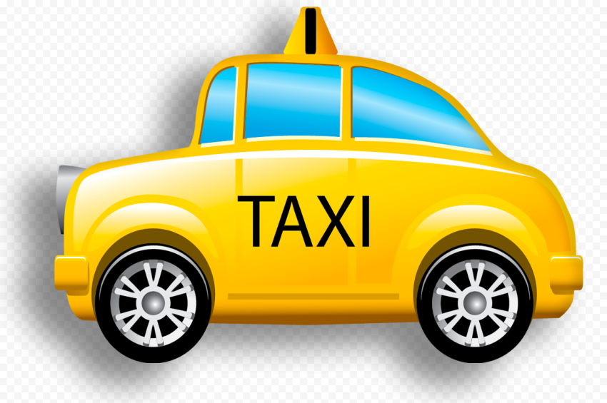 HD Cartoon Yellow Mini Cab Taxi Car PNG Citypng