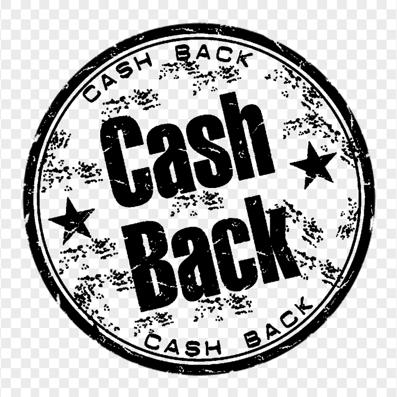 HD Cash Back Black Round Stamp PNG