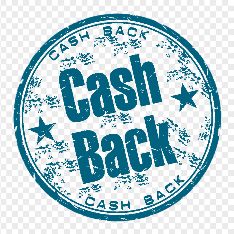 HD Cash Back Blue Round Stamp PNG