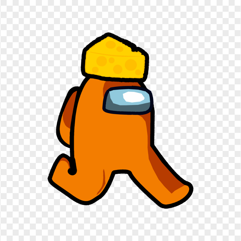 HD Cheese Hat Among Us Orange Character PNG