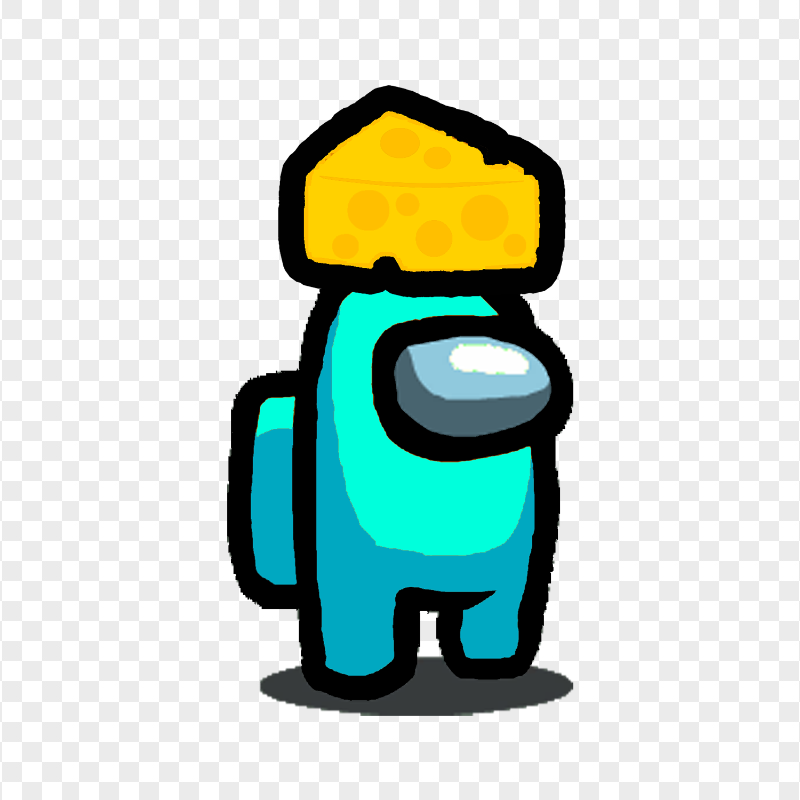 HD Cheese Hat Cyan Among Us Character PNG