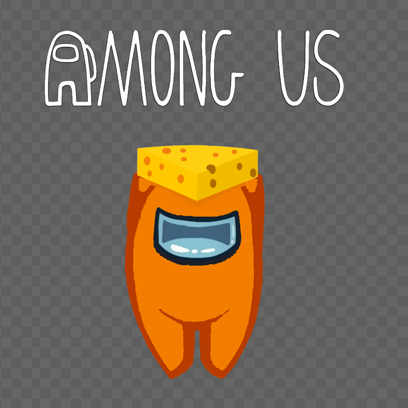 HD Cheese Orange Among Us Character With Logo PNG