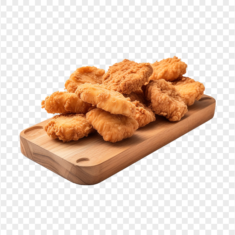 HD Chicken Strips On a Wooden Plate Transparent PNG