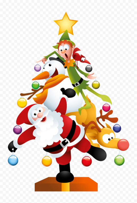 HD Christmas Cartoon Characters New Year Tree PNG | Citypng
