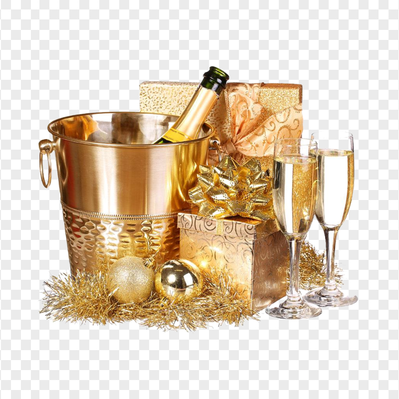 HD Christmas Champagne Bottle Decor PNG
