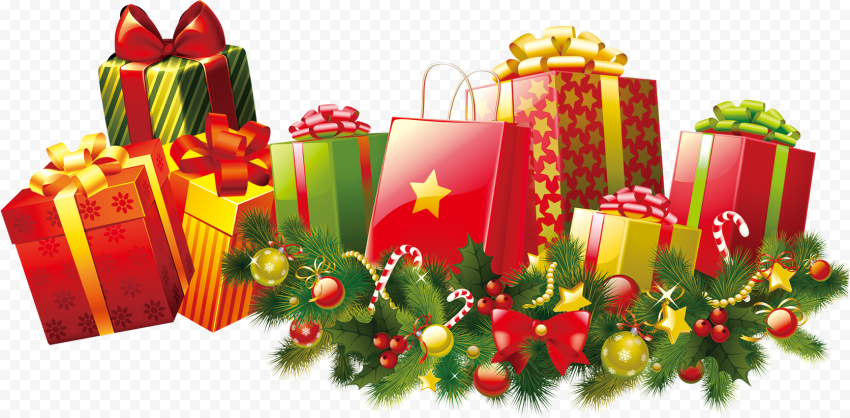 HD Christmas Gift Boxes And Ornaments Scene PNG
