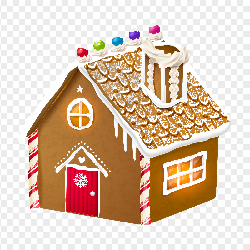 HD Christmas Ginger House Cartoon Cake Food PNG