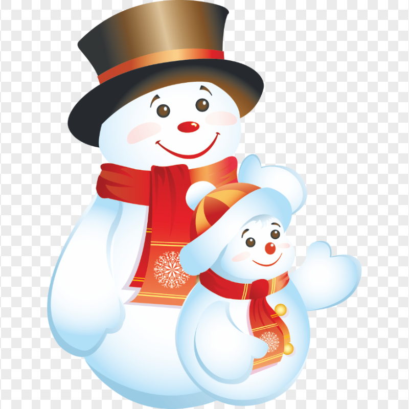 HD Christmas Illustration Father & Son Snowmen PNG