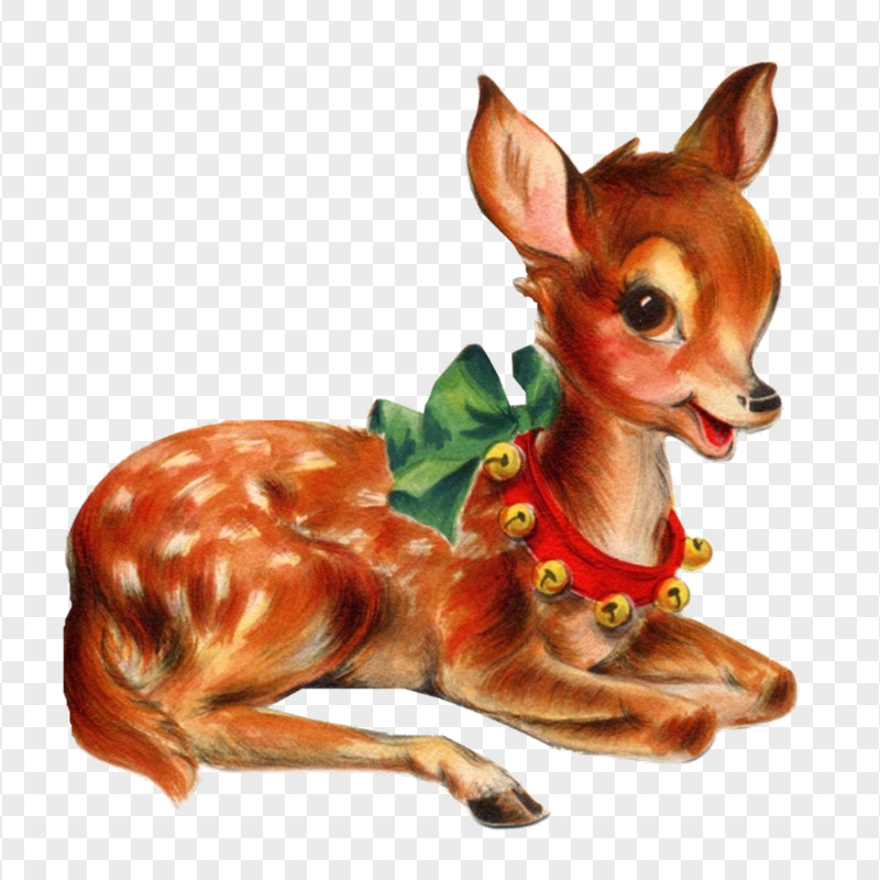 HD Christmas Watercolor Lying Deer Reindeer PNG